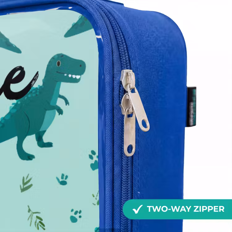 Dinos - Patroon - Groen Kinderkoffer - Blauw klein -rits_EN