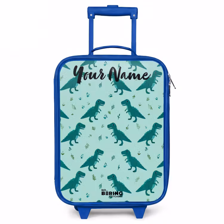 Dinos - Patroon - Groen Kinderkoffer - Blauw klein -3d