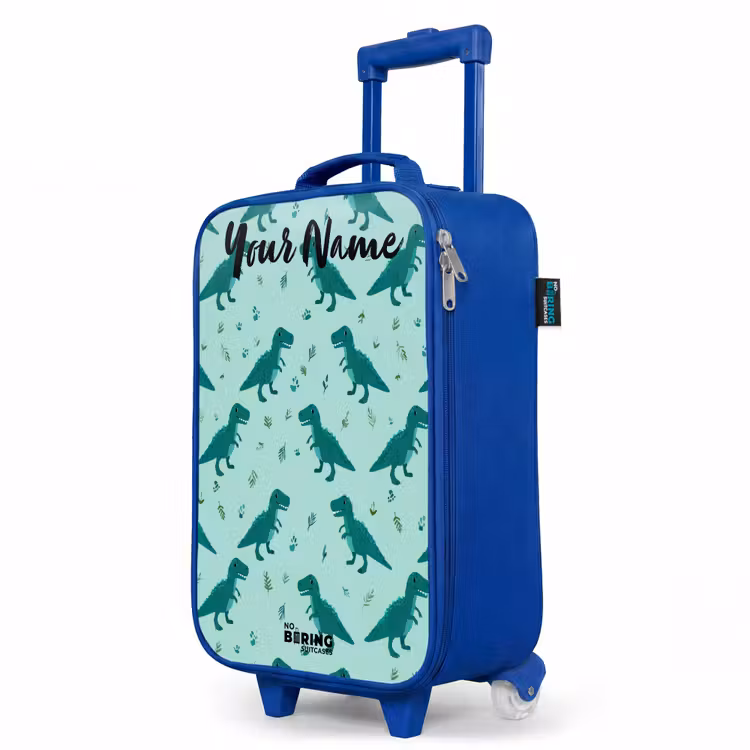 Dinos - Patroon - Groen Kinderkoffer - Blauw klein -productfoto_schuin