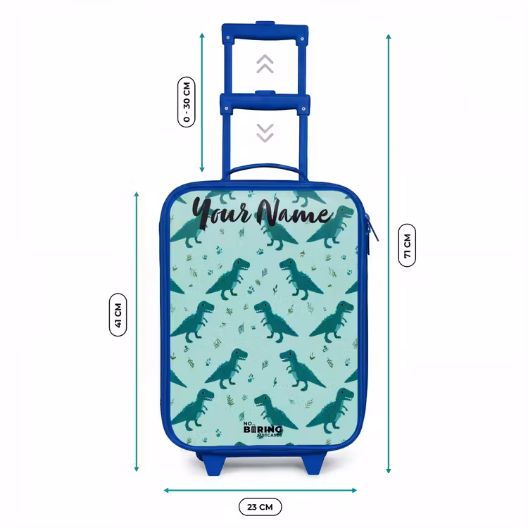 Dinos - Patroon - Groen Kinderkoffer - Blauw klein -productfoto_formaten