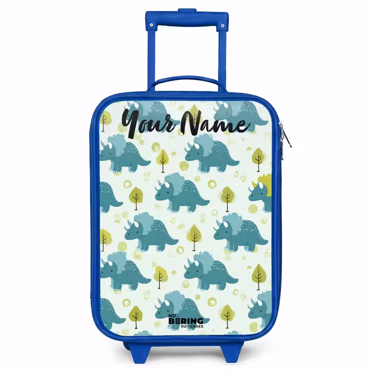 Dinos - Patroon - Natuur Kinderkoffer - Blauw klein -3d
