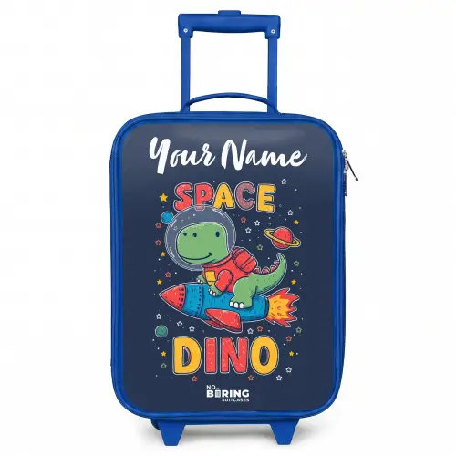 Dinosaurus - Groen - Raket - Sterrenhemel Kinderkoffer - Blauw klein -3d