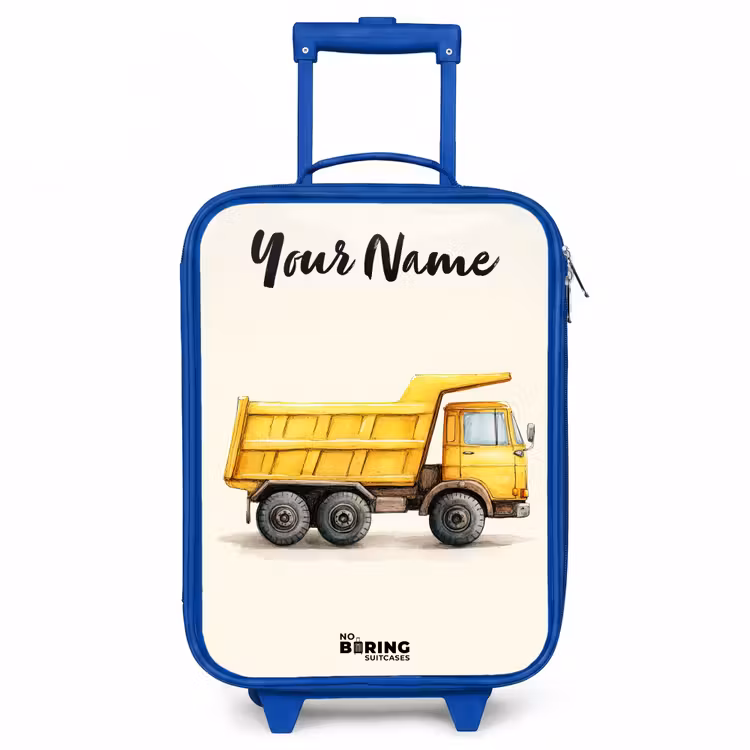 Kiepwagen - Getekend - Geel Kinderkoffer - Blauw klein -3d