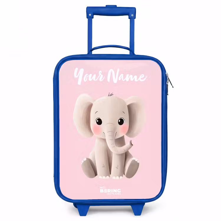 Olifant - Grijs - Baby - Slurf Kinderkoffer - Blauw klein -3d