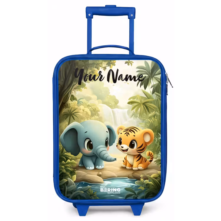 Olifant - Tijger - Bos - Jungle Kinderkoffer - Blauw klein -zz3dotto