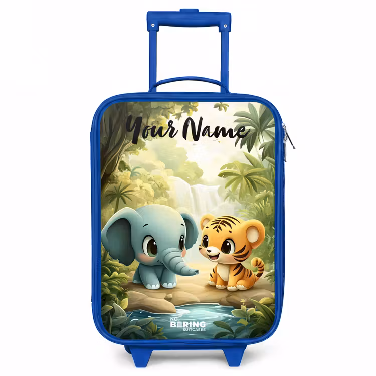 Olifant - Tijger - Bos - Jungle Kinderkoffer - Blauw klein -3d