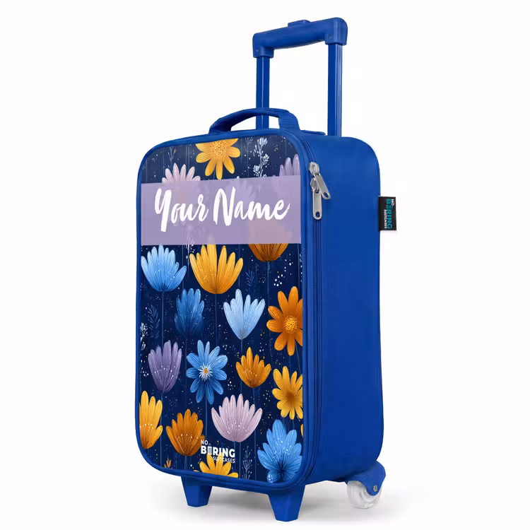 Bloemen - Patroon - Blauw Kinderkoffer - Blauw klein -productfoto_schuin