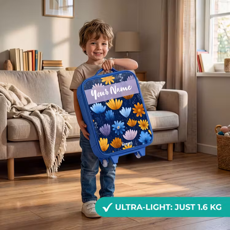 Bloemen - Patroon - Blauw Kinderkoffer - Blauw klein -sfeer2_EN