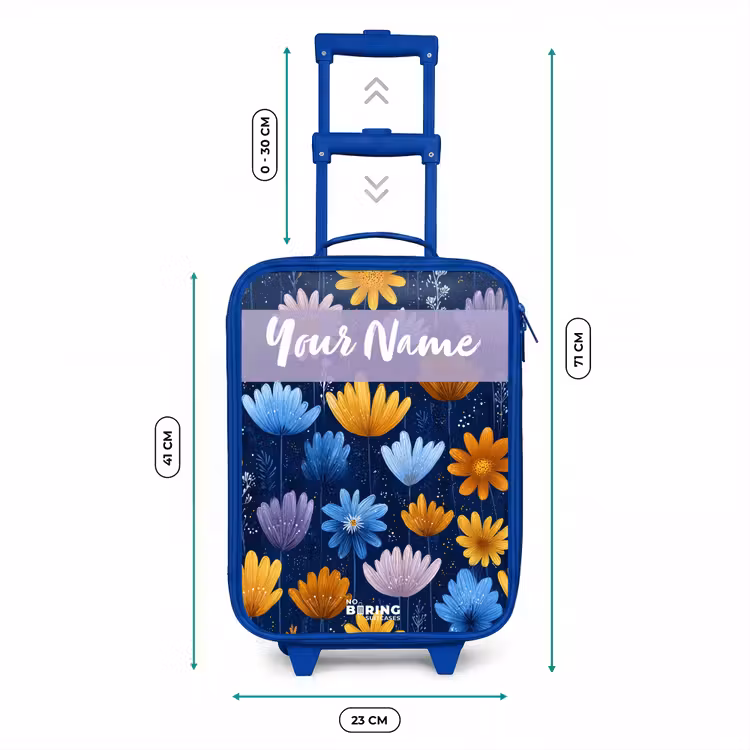 Bloemen - Patroon - Blauw Kinderkoffer - Blauw klein -productfoto_formaten