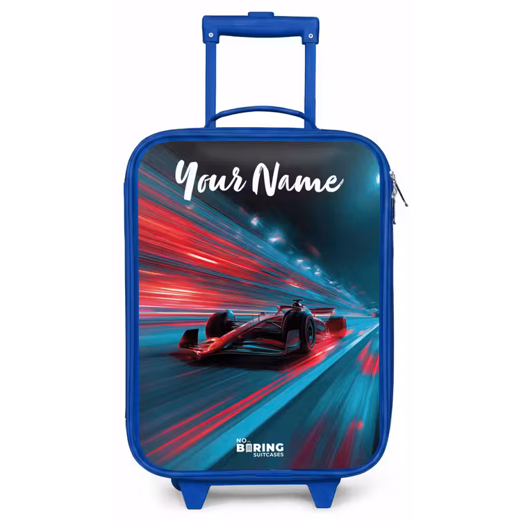 Formule 1 - Raceauto - Rood - Neonverlichting Kinderkoffer - Blauw klein -zz3dotto