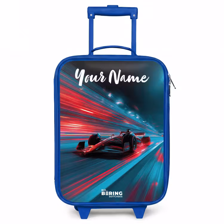 Formule 1 - Raceauto - Rood - Neonverlichting Kinderkoffer - Blauw klein -3d