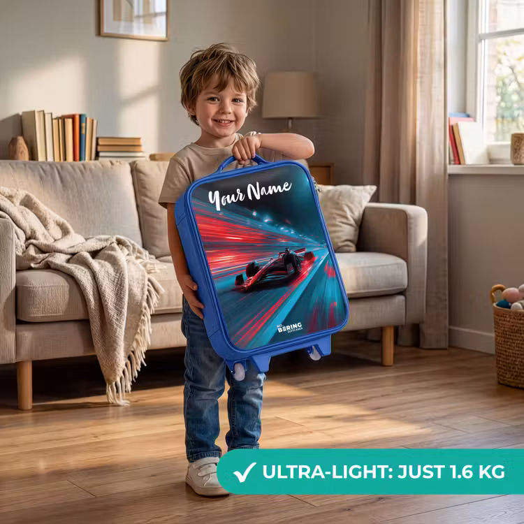 Formule 1 - Raceauto - Rood - Neonverlichting Kinderkoffer - Blauw klein -sfeer2_EN