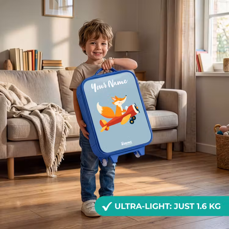 Vos - Vliegtuig - Vliegen Kinderkoffer - Blauw klein -sfeer2_EN