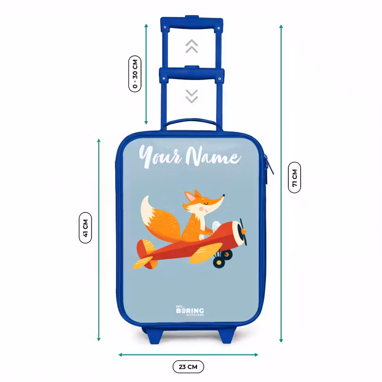 Vos - Vliegtuig - Vliegen Kinderkoffer - Blauw klein -productfoto_formaten
