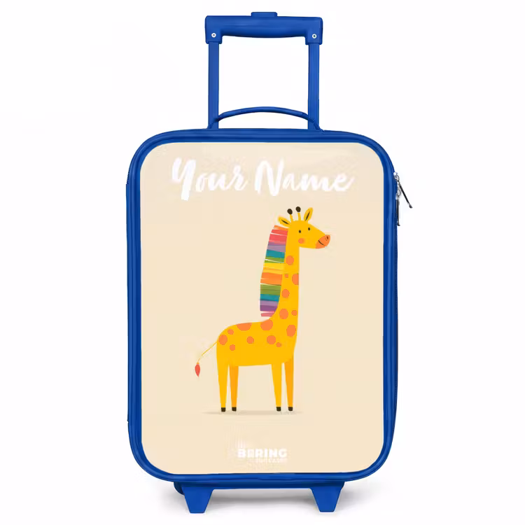 Giraffe - Dier - Kleurrijk Kinderkoffer - Blauw klein -3d