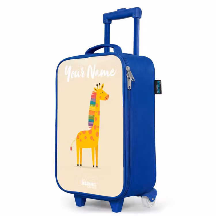 Giraffe - Dier - Kleurrijk Kinderkoffer - Blauw klein -productfoto_schuin