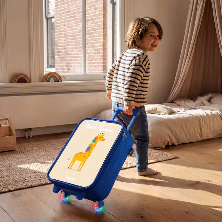 Giraffe - Dier - Kleurrijk Kinderkoffer - Blauw klein -sfeer1