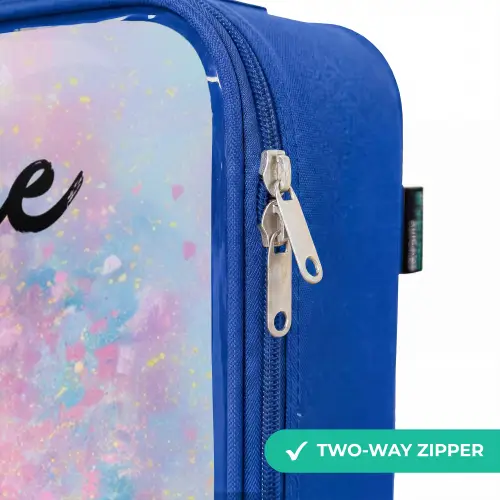 Meisje - Eenhoorn - Glitter Kinderkoffer - Blauw klein -rits_EN