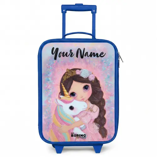 Meisje - Eenhoorn - Glitter Kinderkoffer - Blauw klein -3d