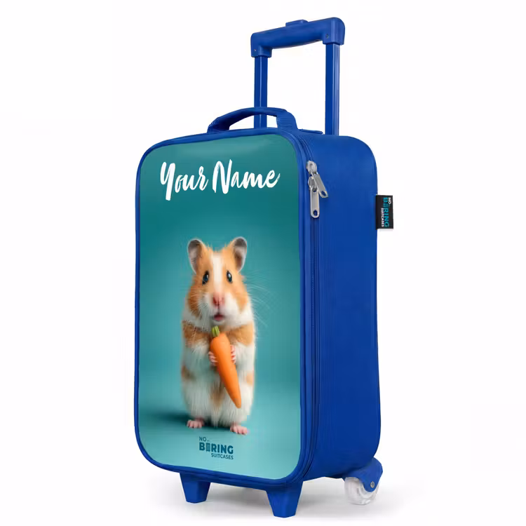 Hamster - Wortel - Dier Kinderkoffer - Blauw klein -productfoto_schuin