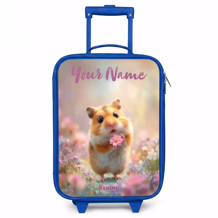 Hamster - Bloem - Natuur - Dier Kinderkoffer - Blauw klein -3d