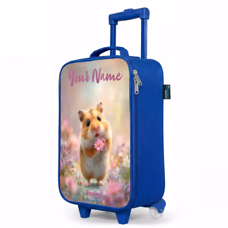 Hamster - Bloem - Natuur - Dier Kinderkoffer - Blauw klein -productfoto_schuin