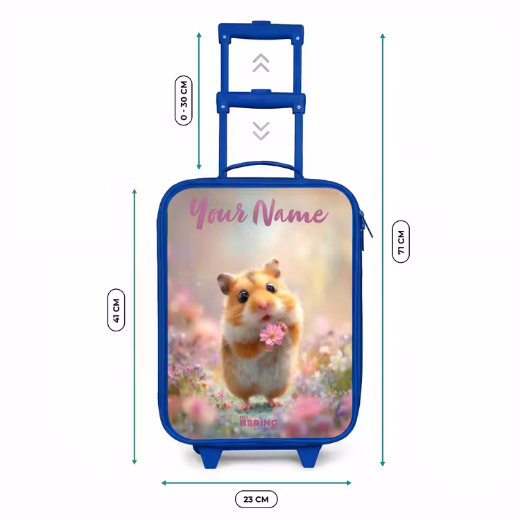 Hamster - Bloem - Natuur - Dier Kinderkoffer - Blauw klein -productfoto_formaten