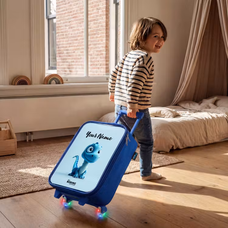 Blije Bronto Kinderkoffer - Blauw klein -sfeer1