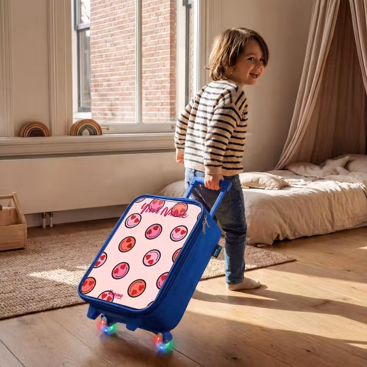 Hartje - Smiley - Patroon Kinderkoffer - Blauw klein -sfeer1
