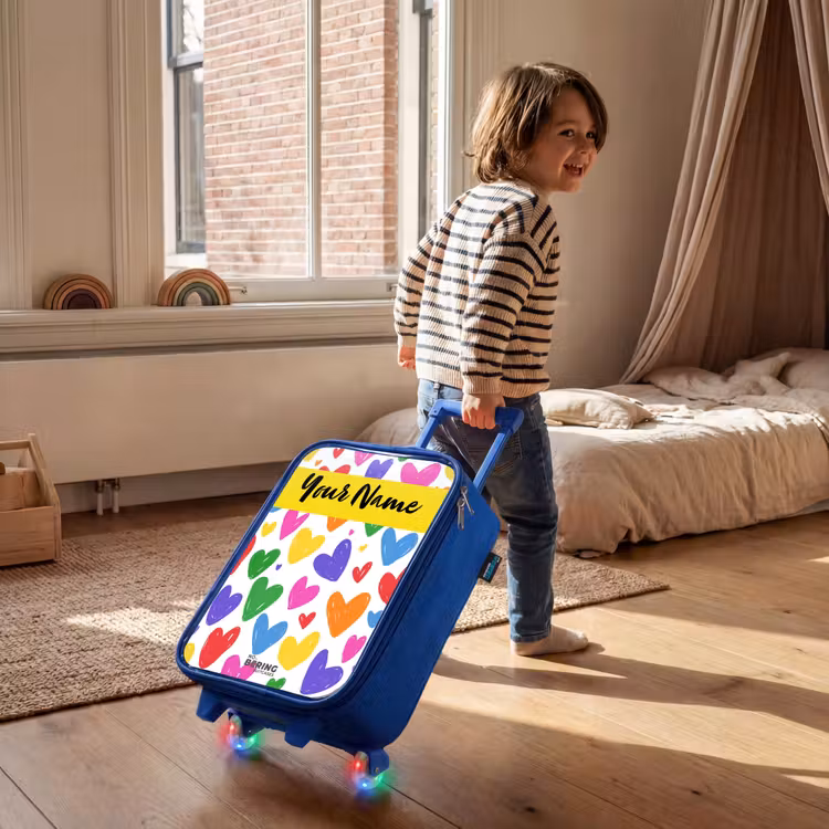 Hartjes - Patroon - Kleurrijk Kinderkoffer - Blauw klein -sfeer1