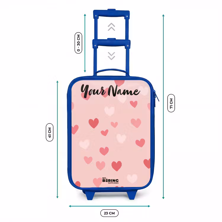 Hartjes - Patroon - Roze Kinderkoffer - Blauw klein -productfoto_formaten