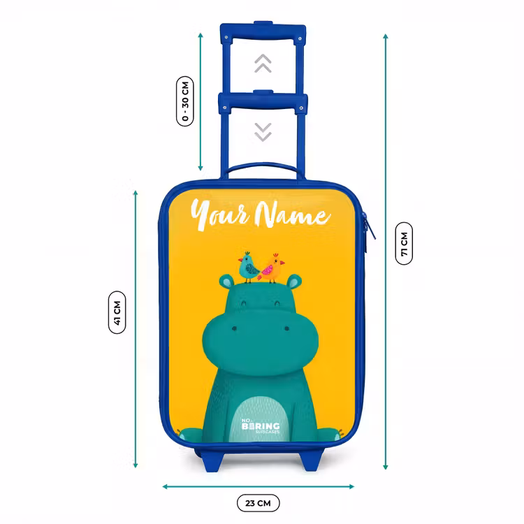 Nijlpaard - Vogels - Geel Kinderkoffer - Blauw klein -productfoto_formaten