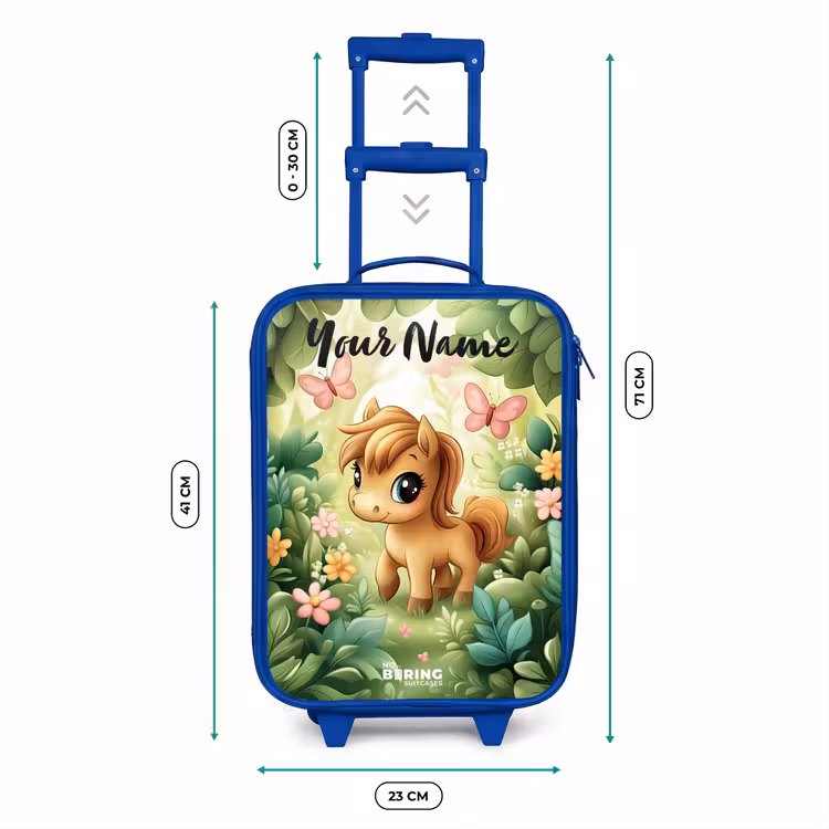 Paard - Bloemen - Vlinders Kinderkoffer - Blauw klein -productfoto_formaten