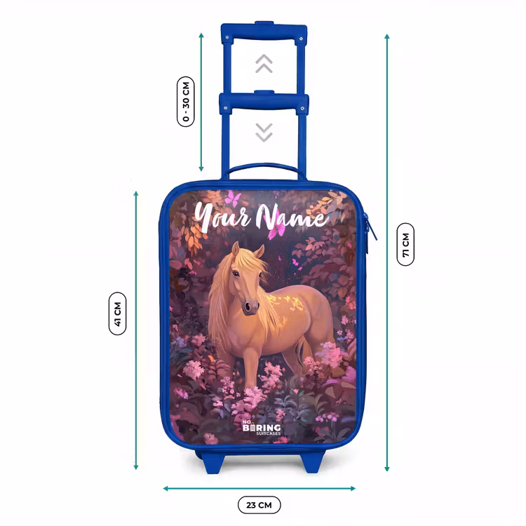 Paard - Bloemen - Paars - Vlinder Kinderkoffer - Blauw klein -productfoto_formaten
