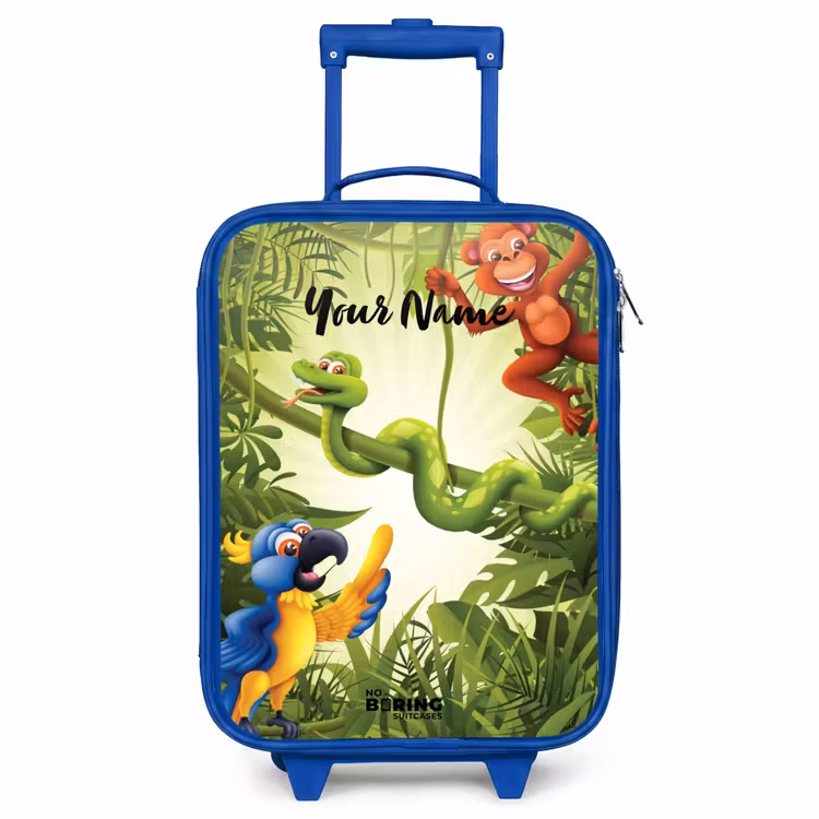 Jolige jungle Kinderkoffer - Blauw klein -3d