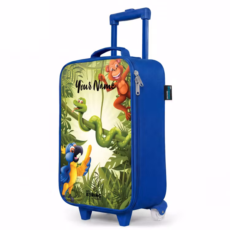 Jolige jungle Kinderkoffer - Blauw klein -productfoto_schuin