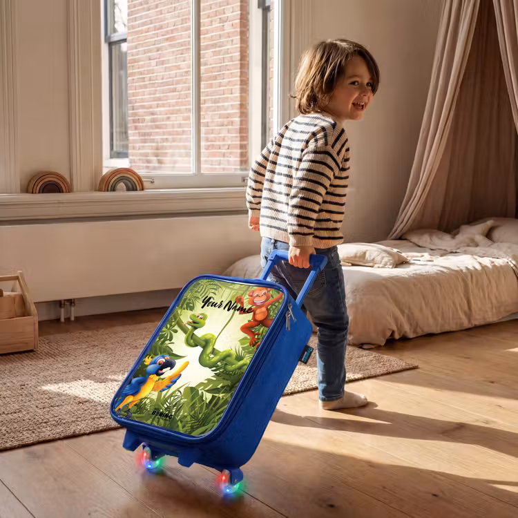 Jolige jungle Kinderkoffer - Blauw klein -sfeer1