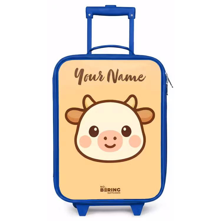 Kawai - Koe - Bruin Kinderkoffer - Blauw klein -zz3dotto