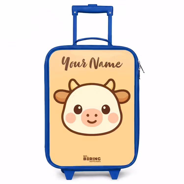 Kawai - Koe - Bruin Kinderkoffer - Blauw klein -3d
