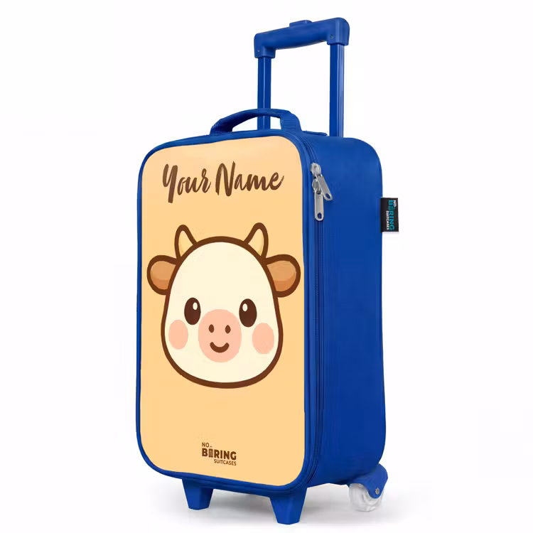 Kawai - Koe - Bruin Kinderkoffer - Blauw klein -productfoto_schuin