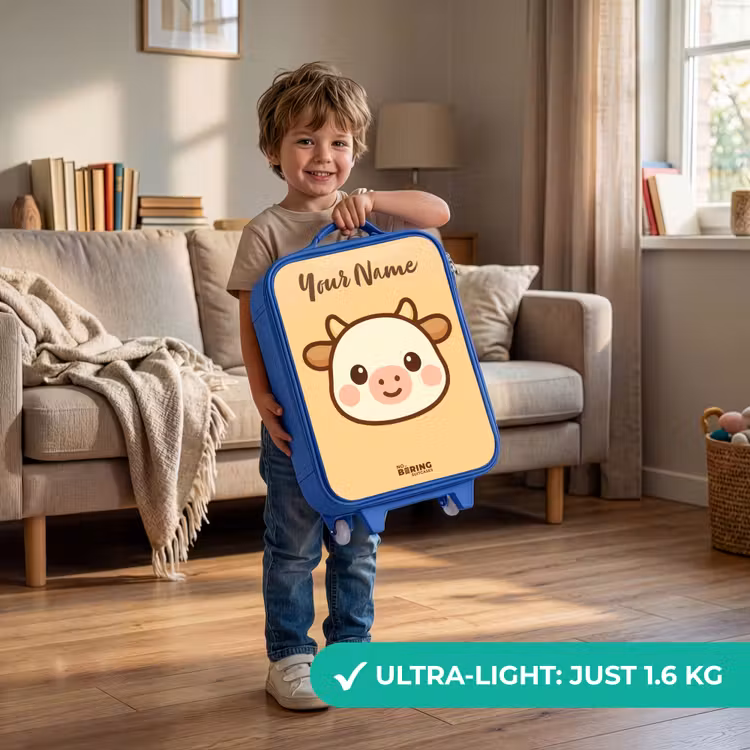 Kawai - Koe - Bruin Kinderkoffer - Blauw klein -sfeer2_EN