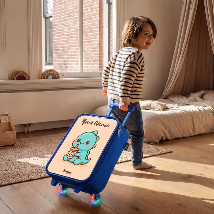 Kawai - Dino - Bubbletea Kinderkoffer - Blauw klein -sfeer1