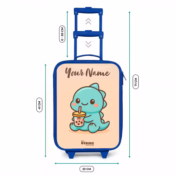 Kawai - Dino - Bubbletea Kinderkoffer - Blauw klein -productfoto_formaten