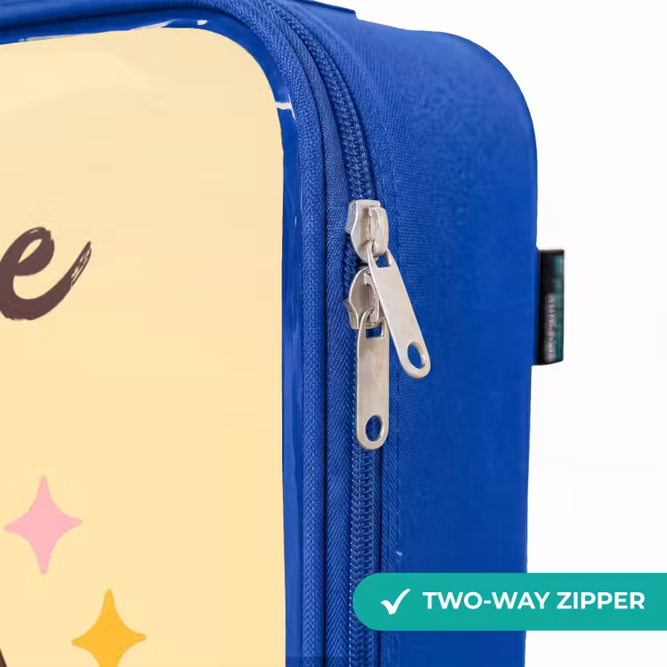 Kawai - Pinguin - Rolschaatsen Kinderkoffer - Blauw klein -rits_EN