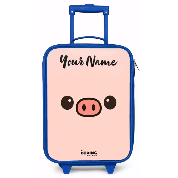 Kawai - Varken - Roze Kinderkoffer - Blauw klein -zz3dotto