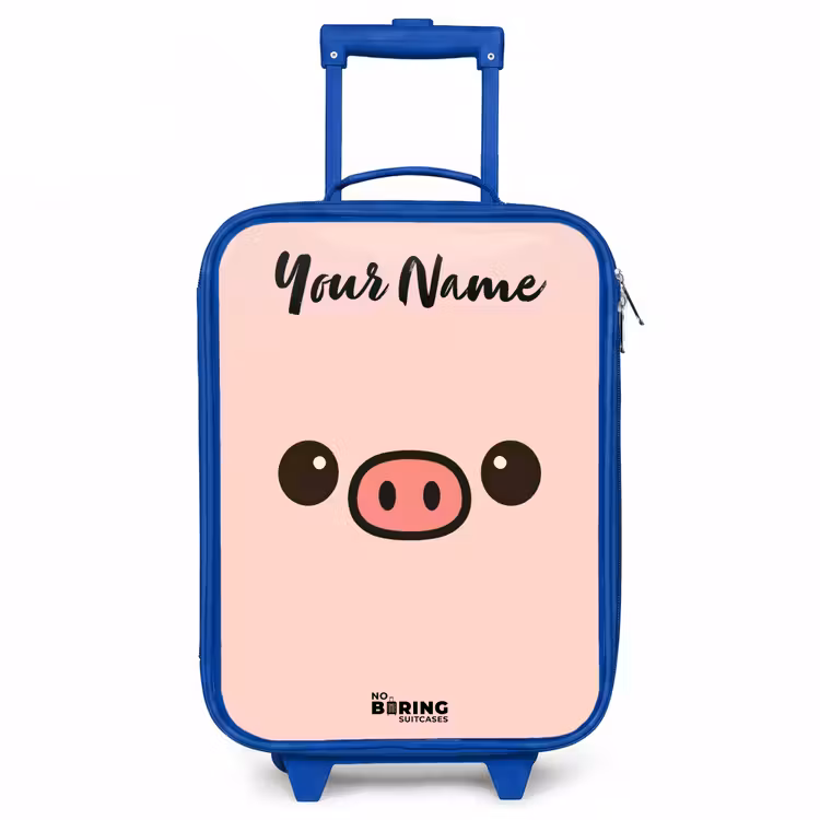 Kawai - Varken - Roze Kinderkoffer - Blauw klein -3d