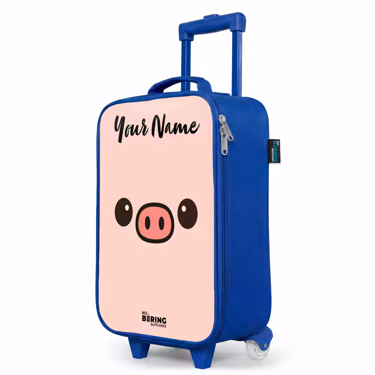 Kawai - Varken - Roze Kinderkoffer - Blauw klein -productfoto_schuin