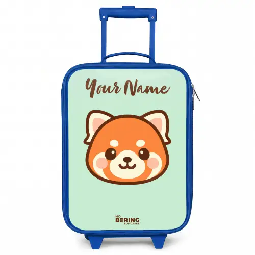 Kawai - Rode panda - Groen Kinderkoffer - Blauw klein -3d
