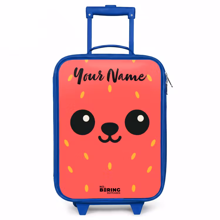 Kawai - Aardbei - Rood Kinderkoffer - Blauw klein -3d