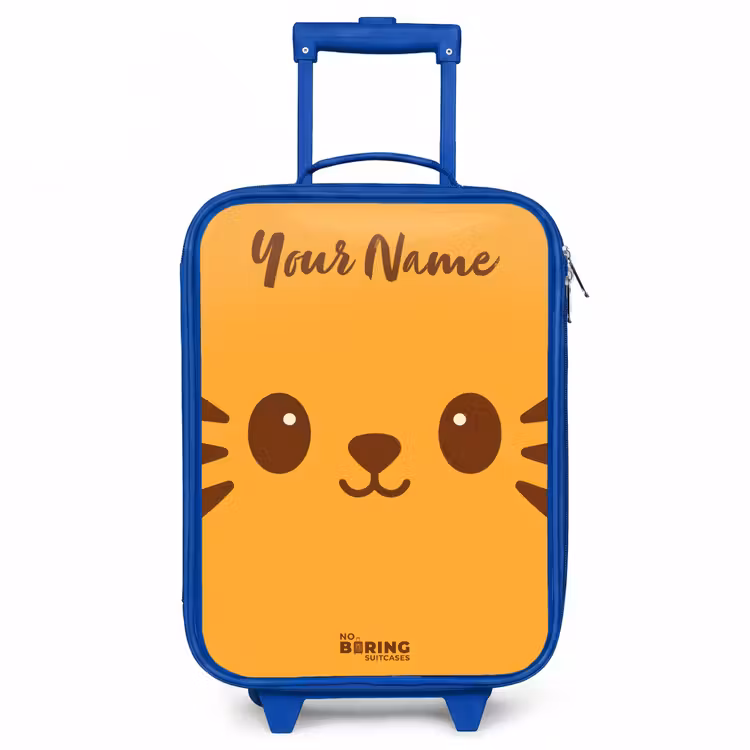 Kawai - Tijger - Oranje Kinderkoffer - Blauw klein -3d